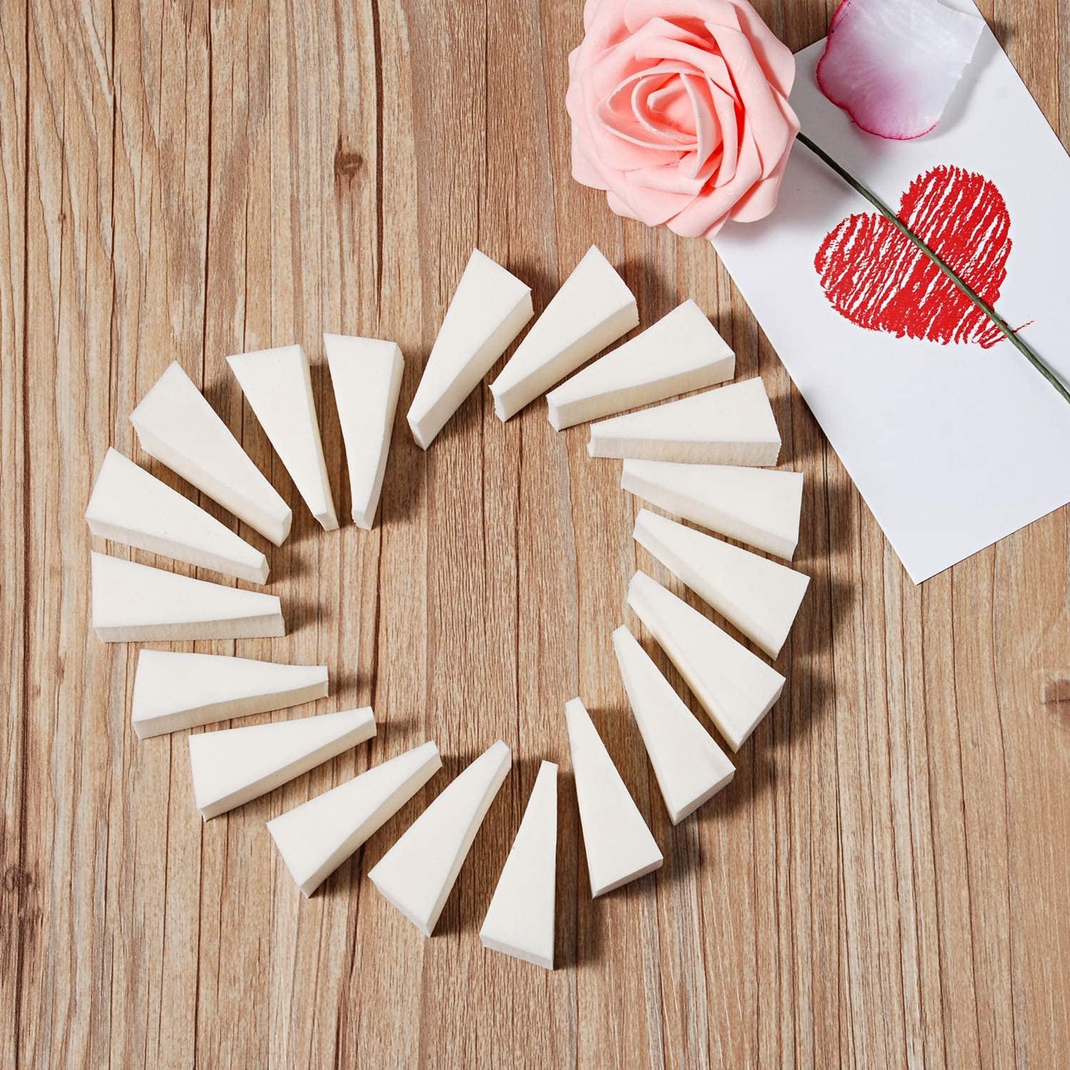 keskriva Cosmetic Puff Powder Beauty Women's Makeup Wedge Foundation Sponge Blender to Make Up Tools Accessories Triangle Shape Disposable Facial DIY Gradient Color Stamp(1ps/Multicolour)25Pcs-image-3