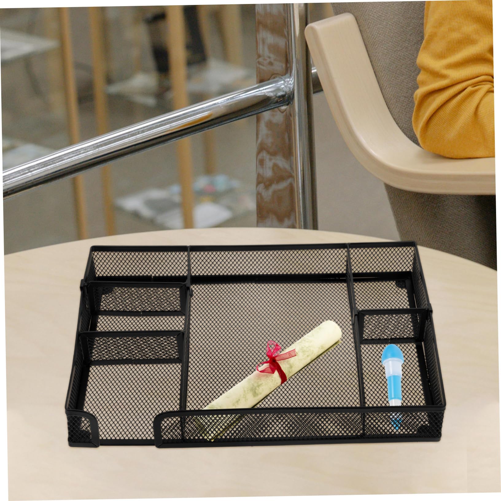 DOITOOL 3 Piezas Organizador de Escritorio Malla Metálica Multifuncional Compacto y Resistente Divisor para de Espacio para Oficina y Papelería