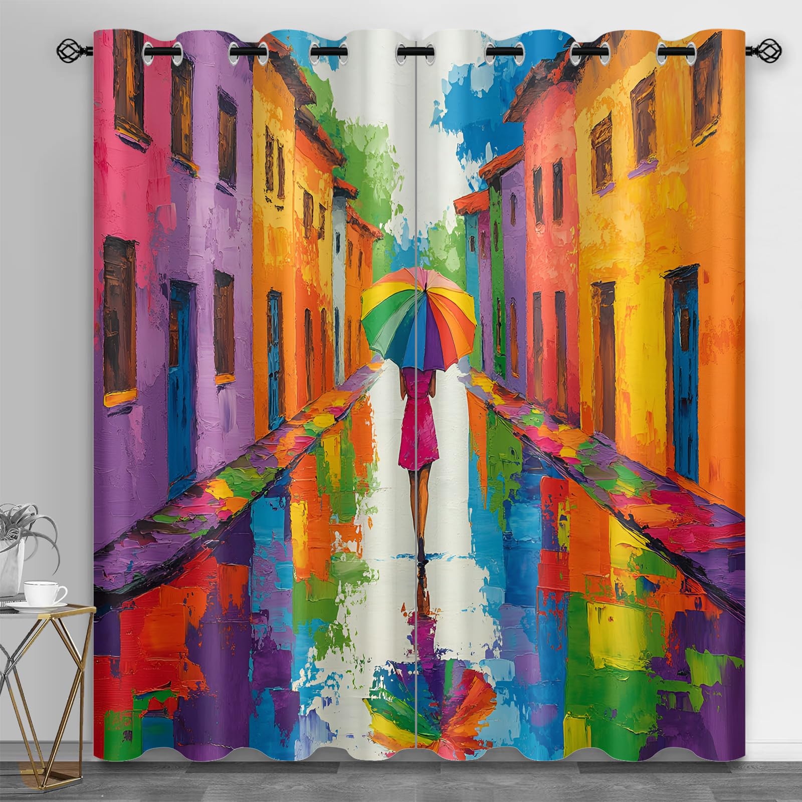 Rideaux illustration impressionniste tamisants pour spa et salon de beauté zen