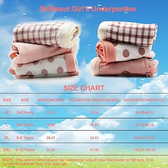 SkiBeaut Cotton Girls Panties Underwear Soft Short Little Big Girls Child Underpants Undies Panties Briefs,6 Pack,2-12 Years