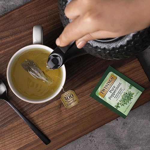 Vista 6 de Twinings Té de menta pura, naturalmente sin cafeína, bolsas de té de hierbas de menta refrescante envueltas individualmente, 50