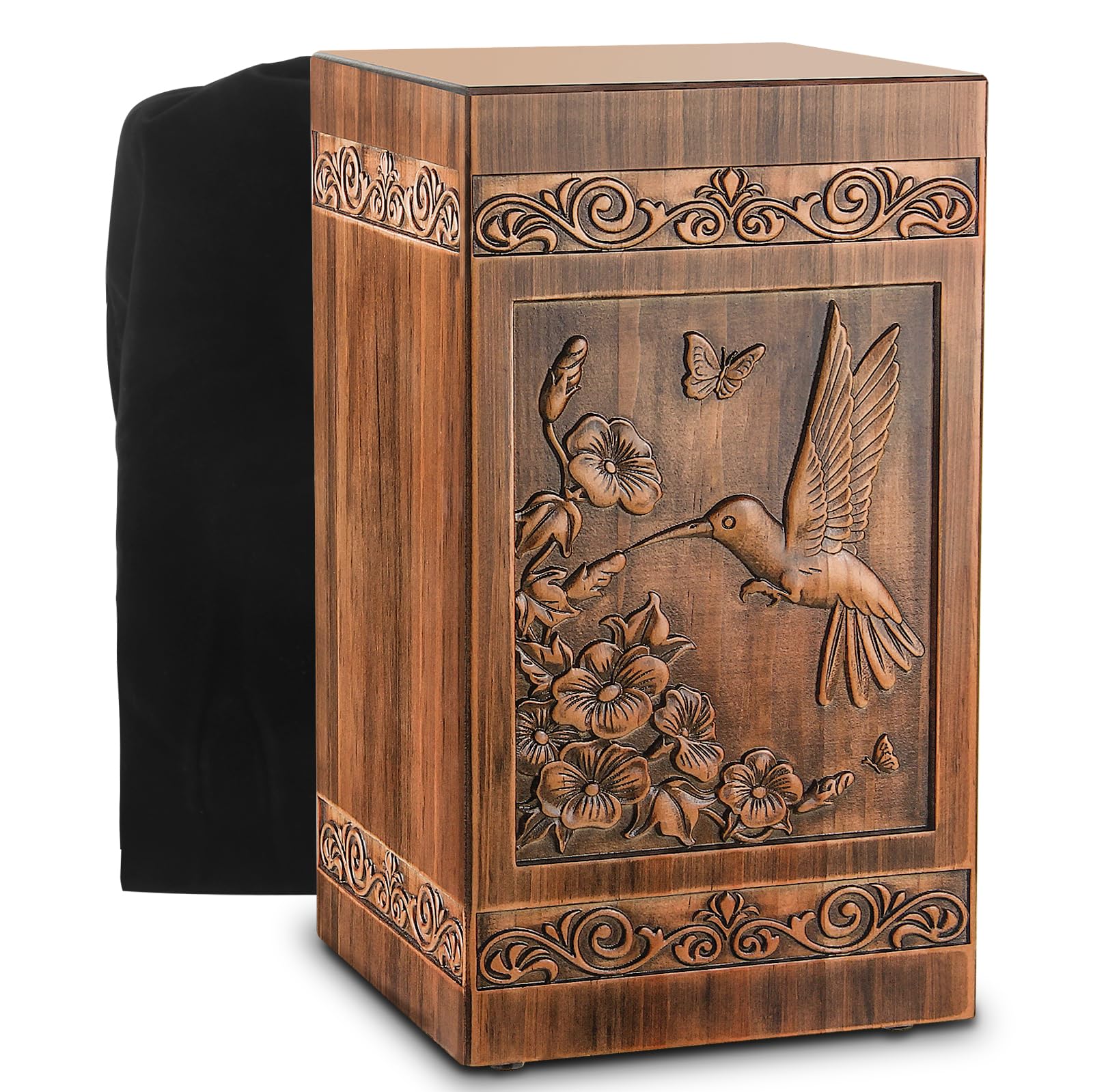 URNETERN Wooden Hummingbird Urn for Ashes, Adult Male or Female, 250 Cubic Inch Capacity