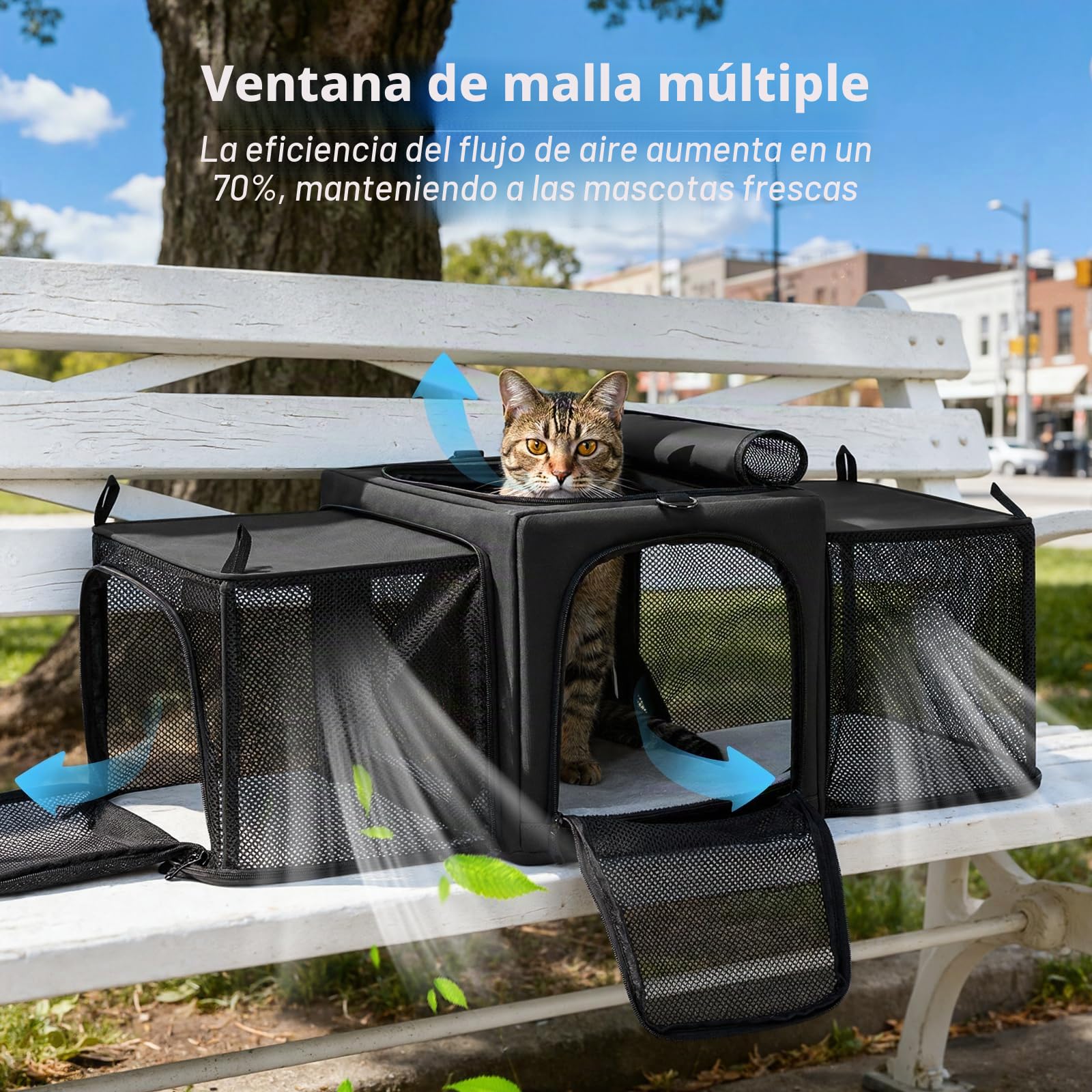 Pecute Transportador para Gatos expandible, Extra Estable, Tela de Malla Transpirable, transportador Grande para Gatos con área Oculta, transportador Suave para Mascotas, Viajes, Camping, Salidas