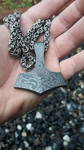 KE-0920-HK Hermoso colgante de Damascus forjado a mano Mjolnir accesorios de decoración y EDC, Acero aleado