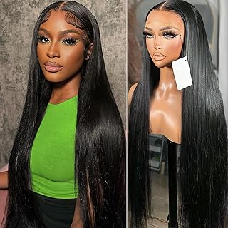 Straight Lace Front Wigs Human Hair Pre Plucked Straight Wigs 28inch 13x4 Sraight Human Hair Lace Front Wigs 180% Density HD Lace Front Wigs Human Hair Pre Plucked with Baby Hair 10A Glueless Lace Frontal Wigs 28inch