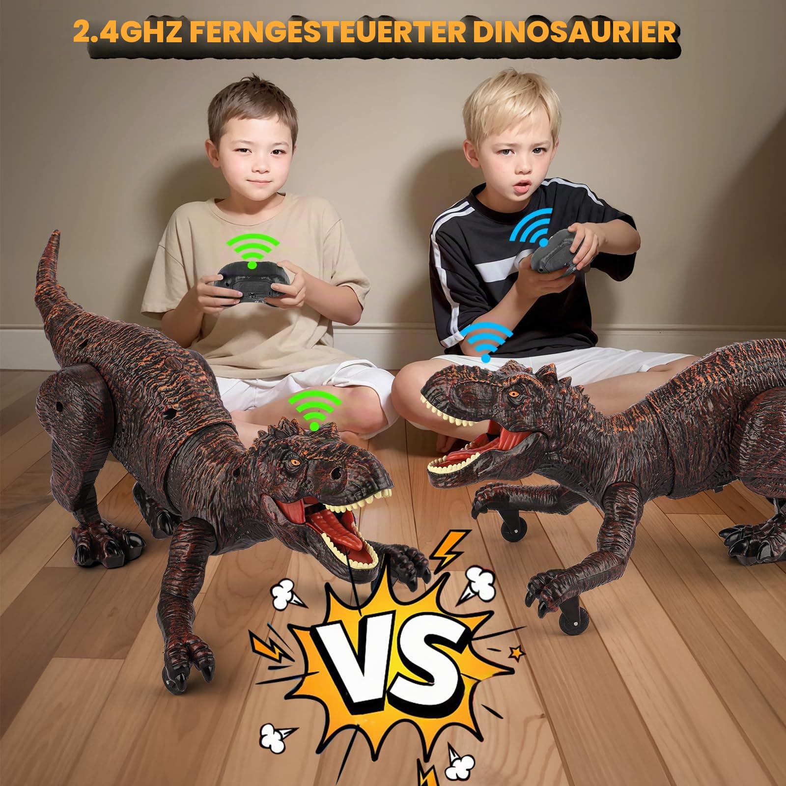 Dinosaurier-Spielzeug, ferngesteuert, Kinder, 2,4 GHz RC Dino Roboter mit Sprühfunktion, Sound und Licht, Gehen, Brüllt, wiederaufladbar, interaktiv, Drache, Lernspiel, Geschenk für Jungen Mädchen (6