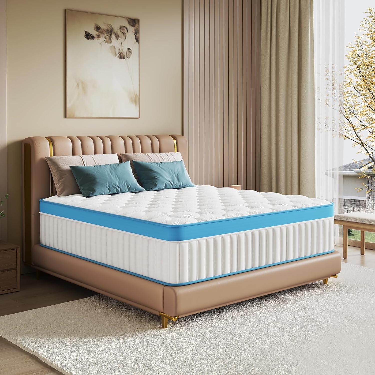 Queen Size Mattress 12 Inch Queen Mattresses Hybrid Memory Foam Individual Pocket Spring Medium Firm CertiPUR-US Certified Motion Isolation Matress