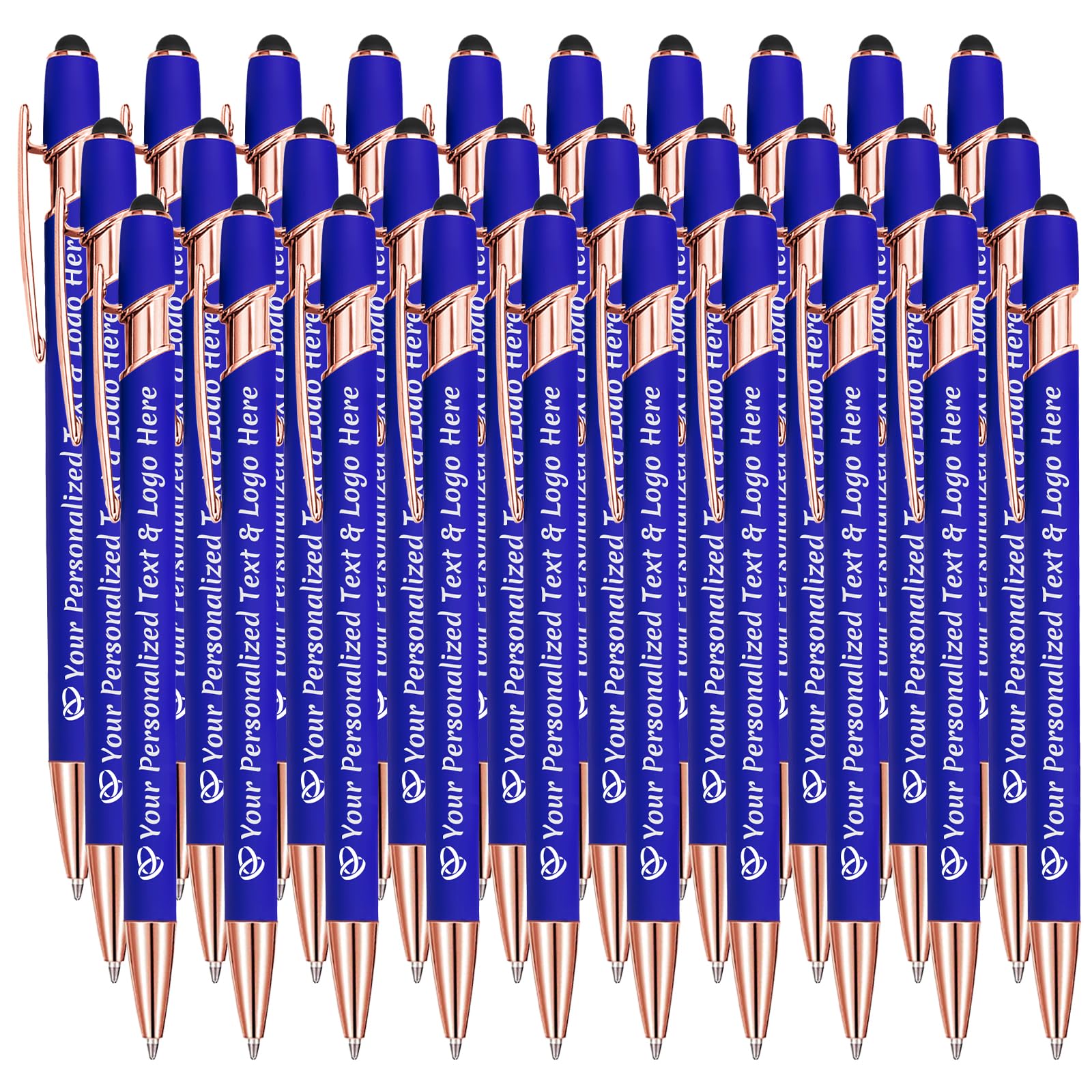 STREADVE Personalised Pen Add Your Own Logo Name Pens 30 Engraved Customised Ballpoint Pen Writing Stylus Pen Custom Birthday Realtor Gift Unique Present, Blue — image 1