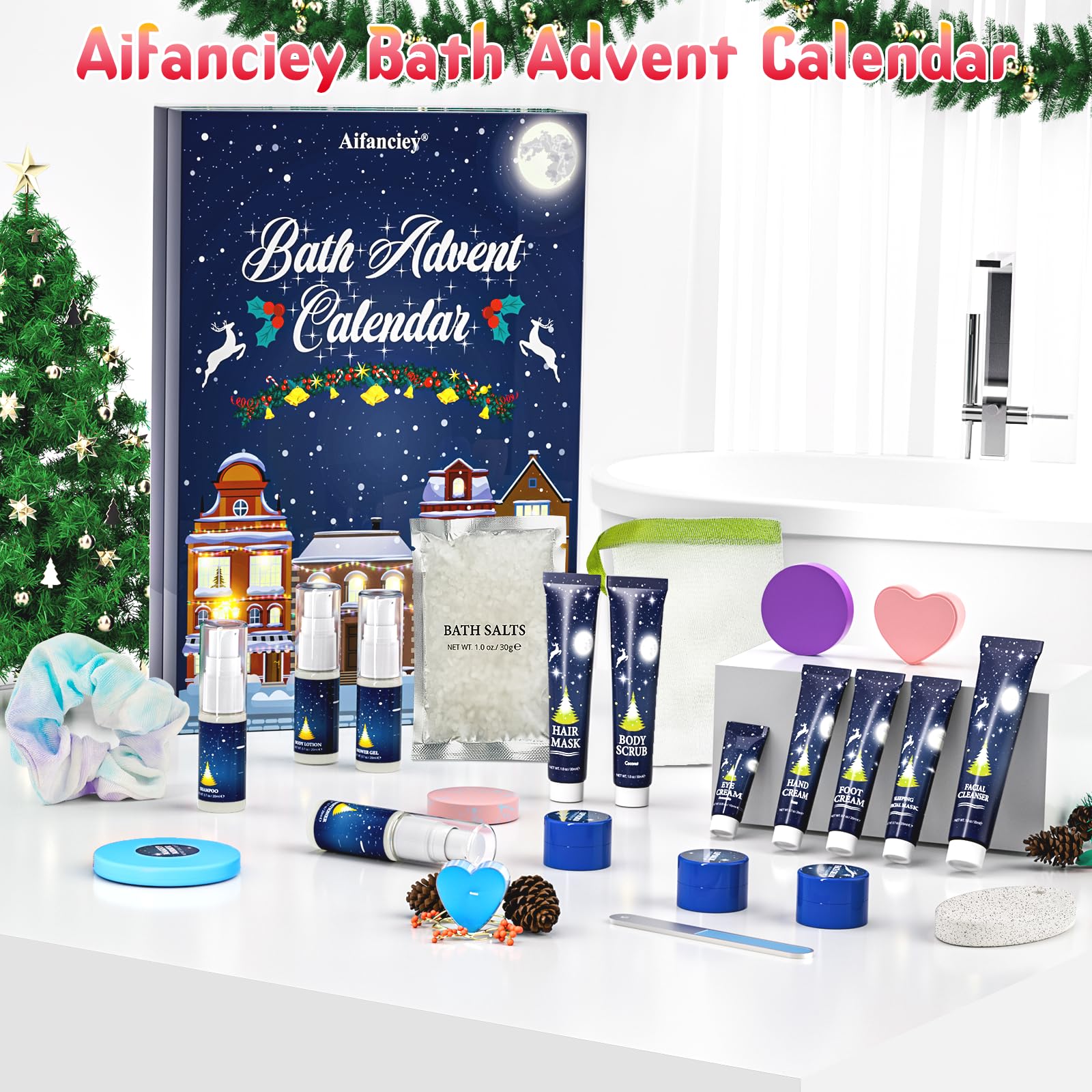 Calendario Avvento 2024 Bellezza, 24 Prodotti per il Bagno, la Cura Della Pelle e gli Accessori, Conto Alla Rovescia per il Natale Regali Creativi per le Donne