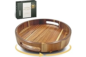 Natural Space Saver | Acacia Wood Lazy Susan Set | Ideal for...