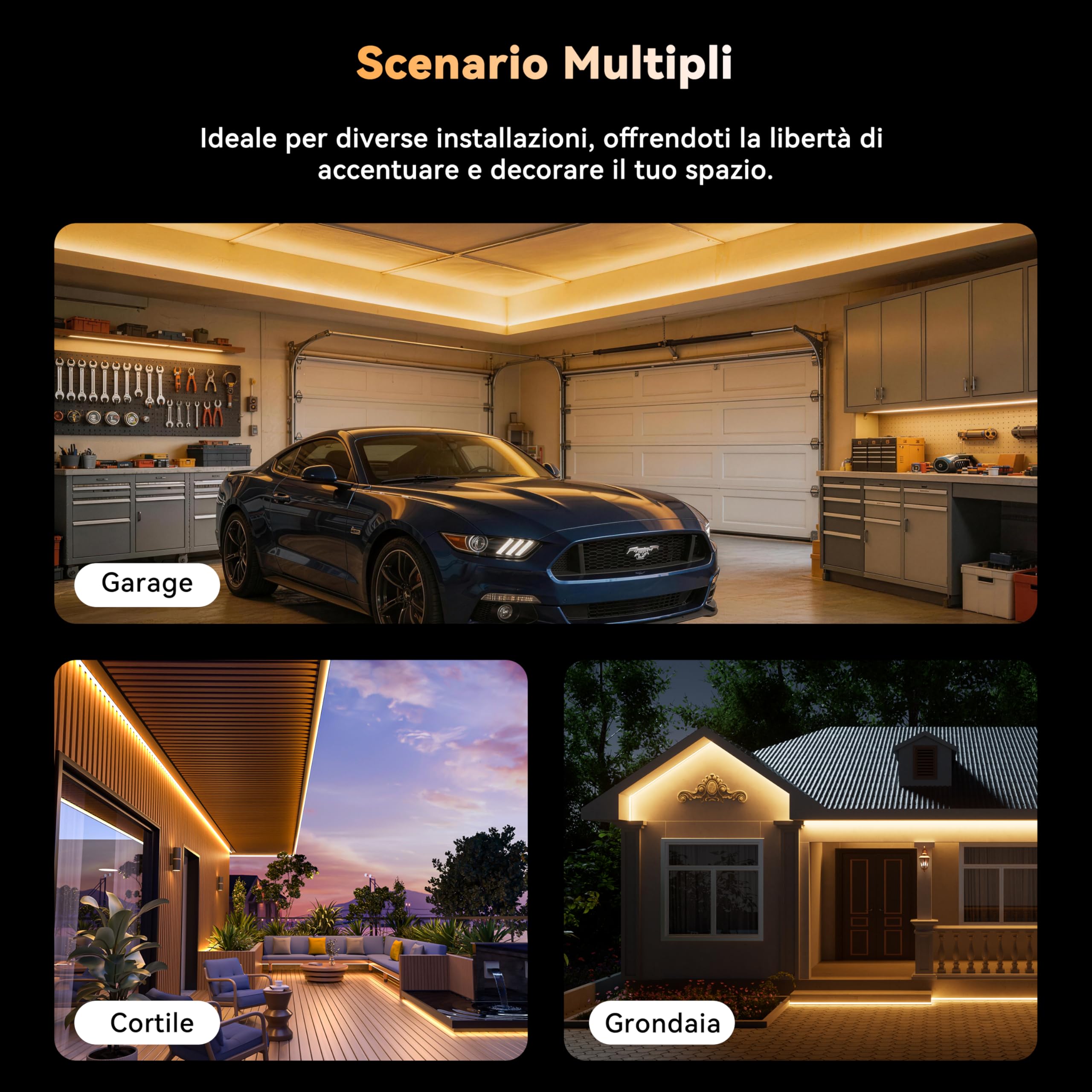 PAUTIX WiFi Striscia LED COB IP65 Impermeabile 5M Bianco Caldo 2700K,24V Regolabile Smart LED Strip Lights Compatibile con Alexa/Tuya per Illuminazione domestica(Alimentatore/Dimmer Non Impermeabili)