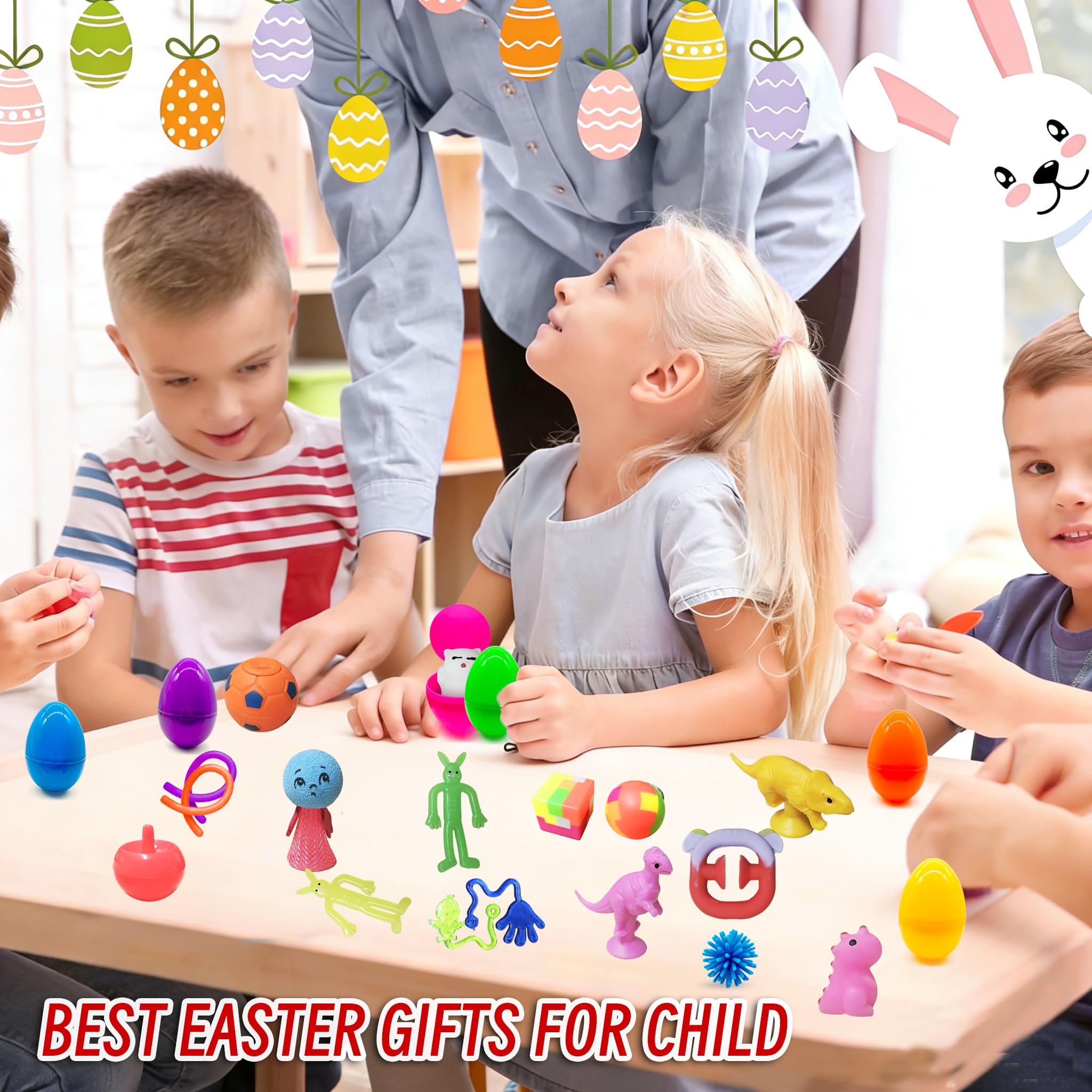 Lubibi 24 wstępnie napełnione jajka wielkanocne wypełnione,Mochi Squishy sensoryczne dla dzieci,jajka wielkanocne do napełniania, akcesoria imprezowe, na imprezę, polowanie，chłopców i dziewczynek