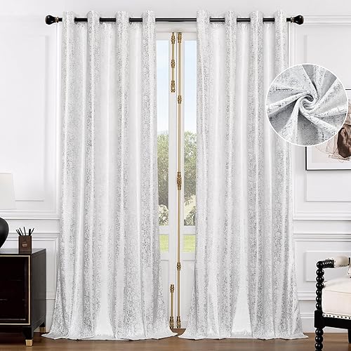 Cortinas opacas de 108 pulgadas de largo, juego de 2 paneles de cortinas de terciopelo para dormitorio, sala de estar, tratamiento de oscurecimiento