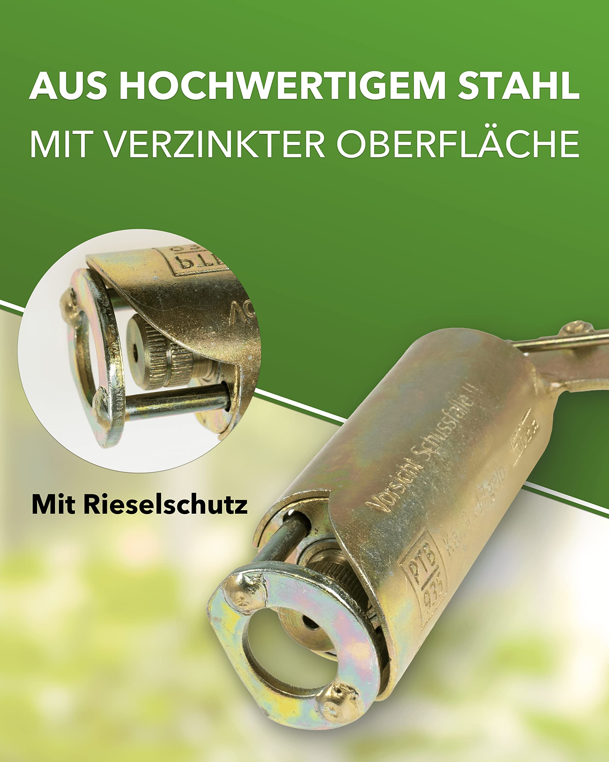 SICA Wühlmausschussfalle, Wühlmausschussgerät, Wühlmausfalle, Neu mit Rieselschutz, Zuverlässig und Sicher, Tierschutzgerecht Wühlmäuse bekämpfen