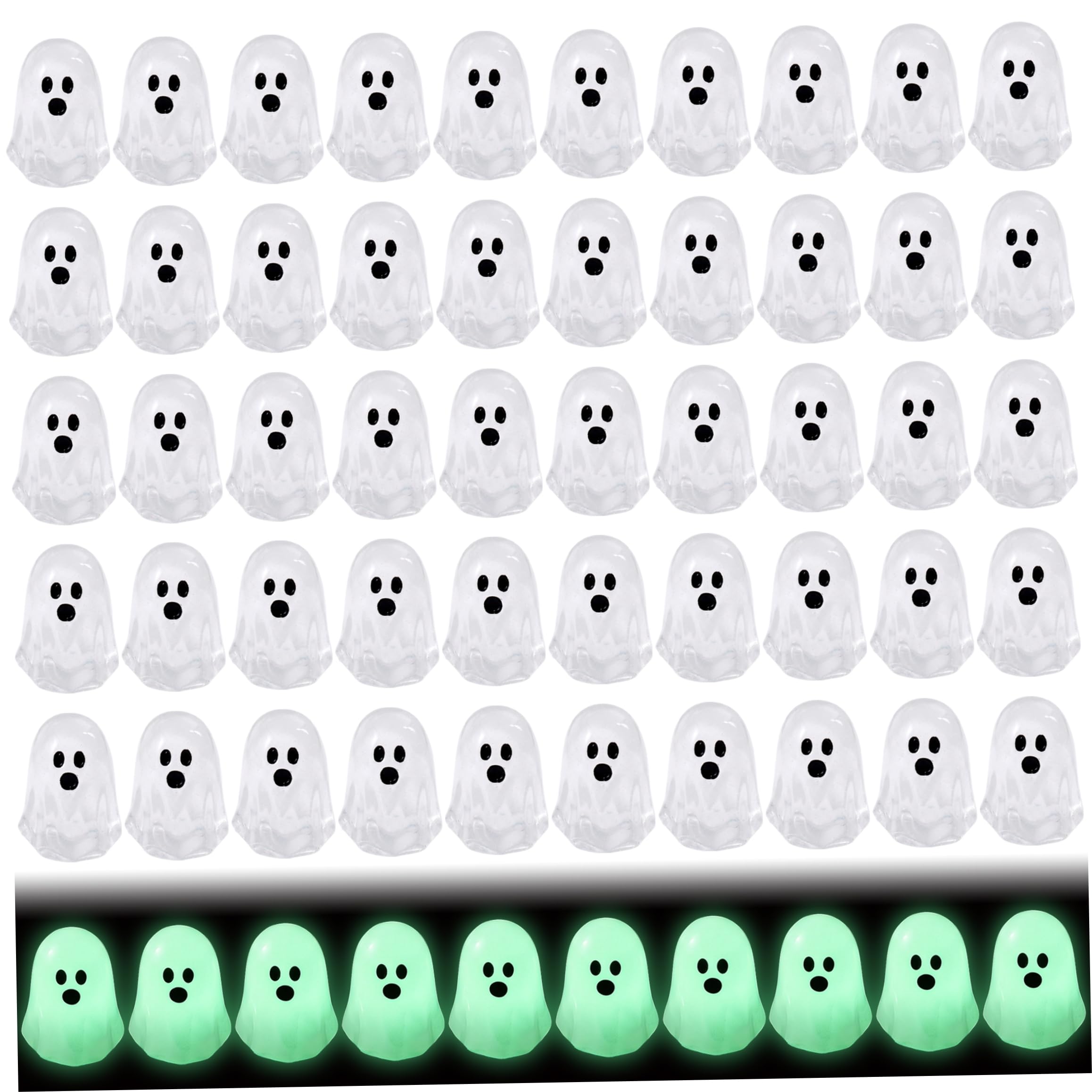 Tapallmy 60 Pcs Mini Halloween Figurines Glow In The Dark Mini Resin Figurines White Tiny Ghost Decorations