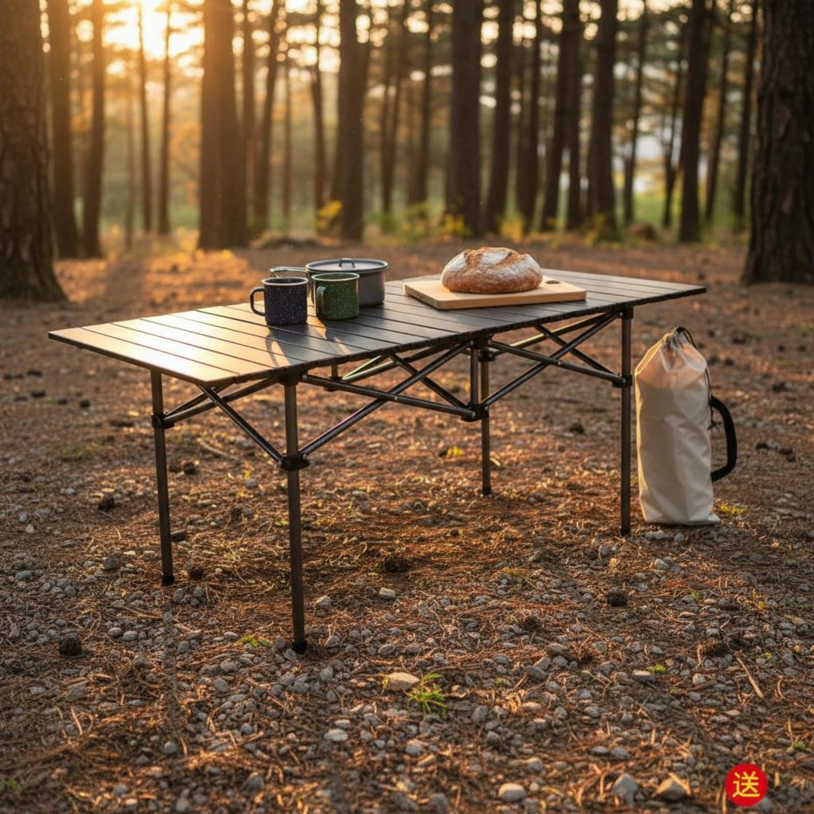 Perfeclan Mesa Plegable de Camping Portátil Enrollable de Exterior con Diseño Que Ahorra Espacio y Montaje Rápido sin Complicaciones Adecuada, Madera, 120