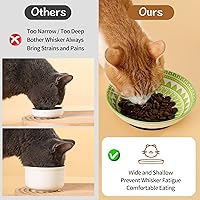 Vista 4 de Fairy Tales - Juego de 6 cuencos de cerámica coloridos para gatos, platos de alimentación con alfombrilla antideslizante, plato ancho poco profundo