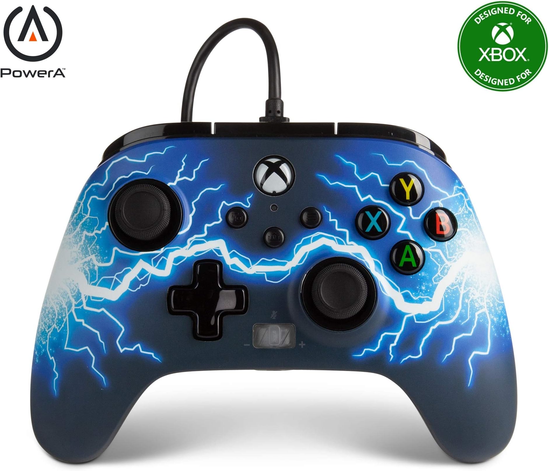 PowerA Enhanced Wired Gaming Controller for Xbox Series X/S, Xbox One, PC, Windows 10/11, Arc Lightning, Blue (Officially Licensed)