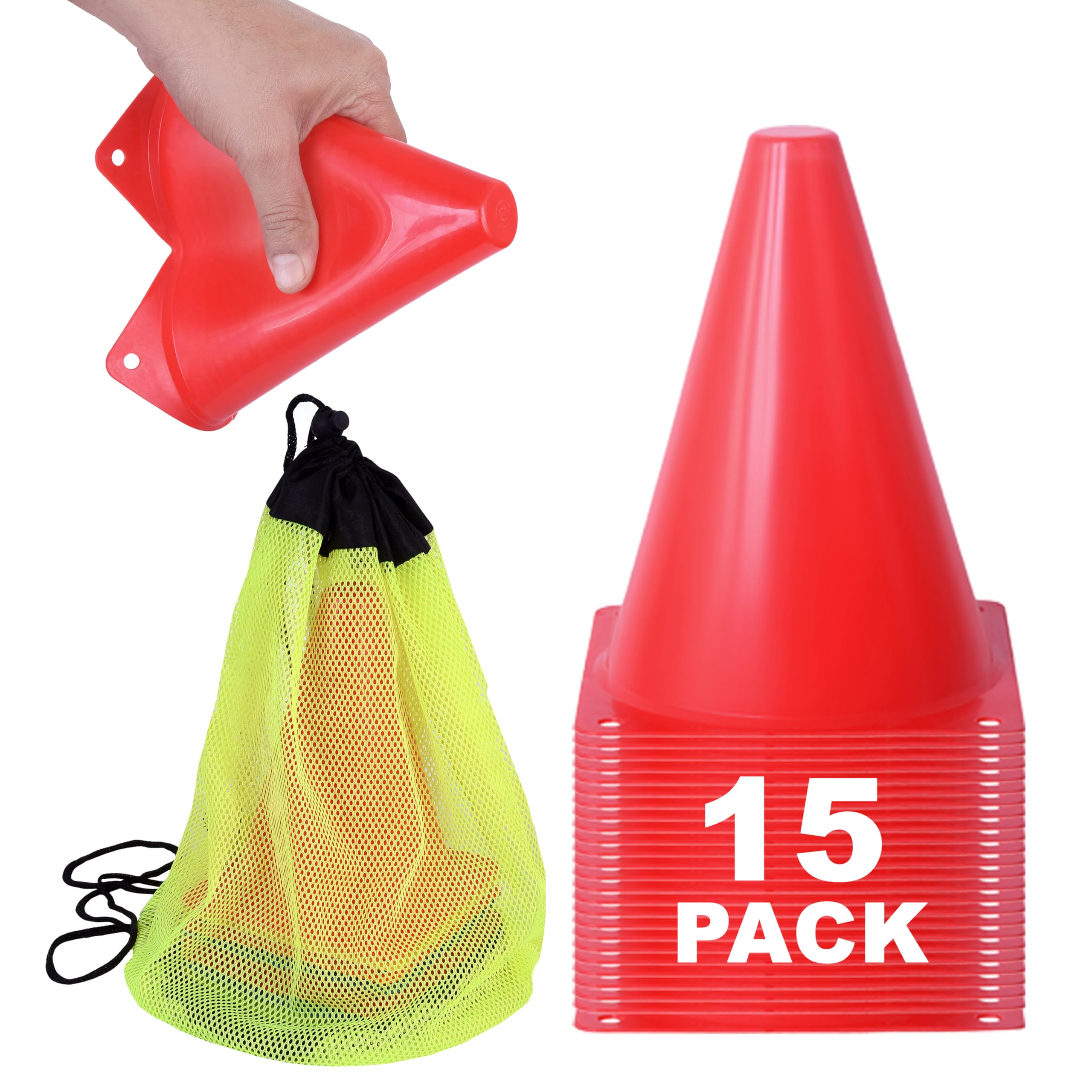 Athllete Cones for Sports Training, 7 Inches Tall & Visible, Durable and Easy to Handle Sports Cones, Ideal for All Kinds of Training Cones Activities
