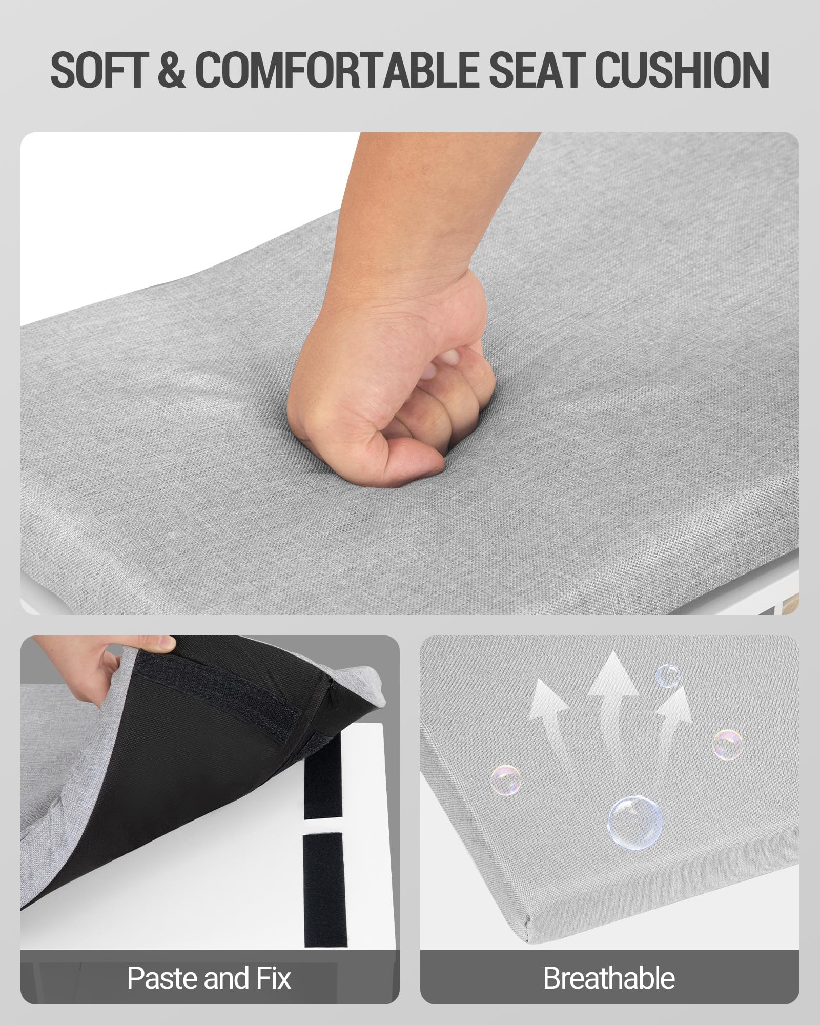 Hzuaneri Schuhbank, Schuhregal mit Sitzfläche, Schuhschrank mit Sitzbank, 24 Fächern, Eingangsbank Verstellbaren Ablagen für Wohnzimmer, Schlafzimmer, 30 x 150 x 60 cm, Weiß-Hellgrau SB32403GY