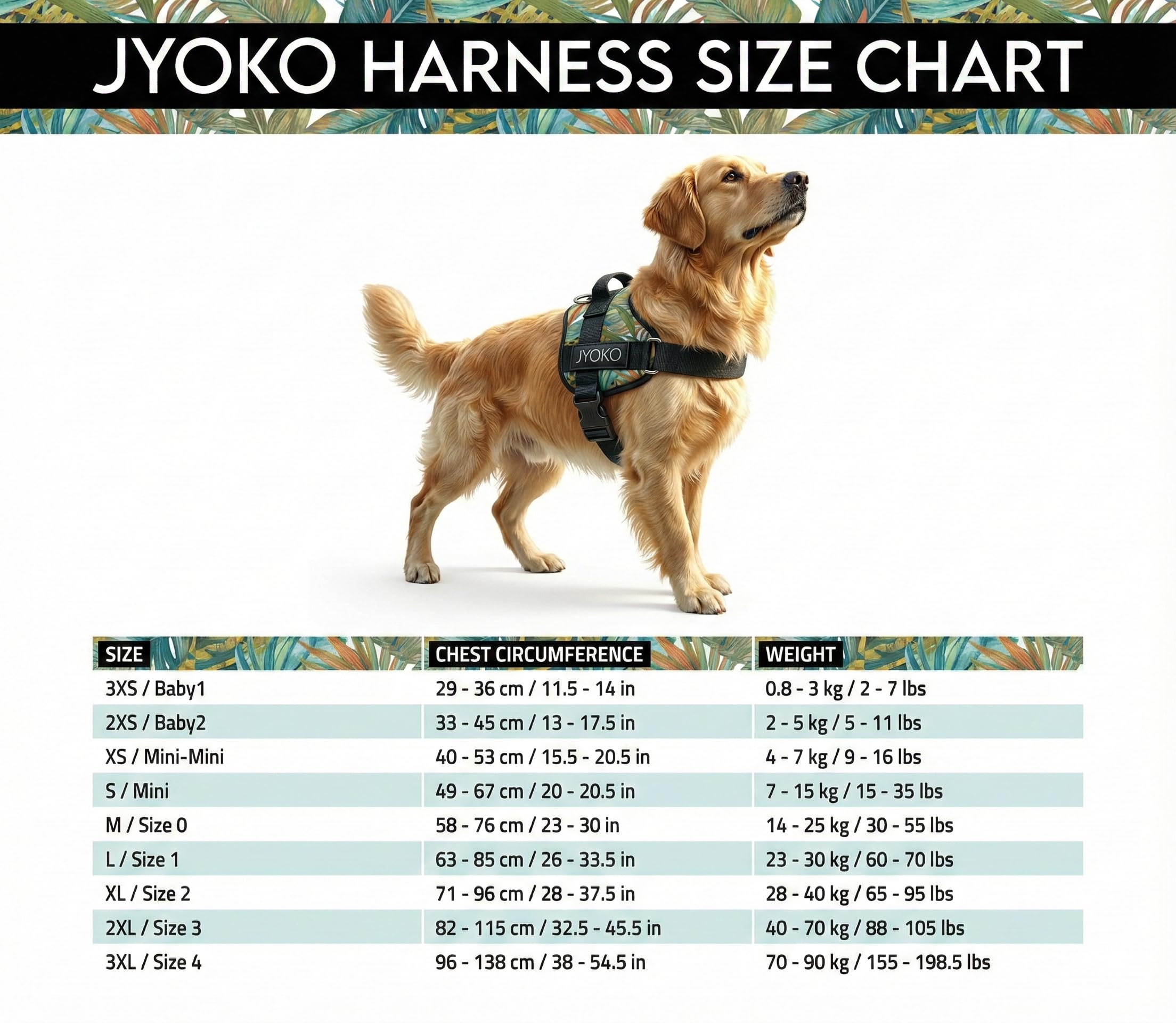Jyoko Pets Arnés para Perro – Ajustable, Ergonómico y con Asa de Control (Safari, XL)