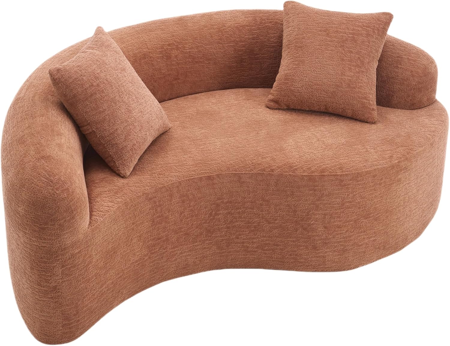 67" Curved Modular Sectional Loveseat Sofa, Comfy Plush Chenille Upholstered Boneless Couch with Pillow, No Assembly Required, Deep Seat Cloud Floor Couch for Living Room, Small Space (Coral)
