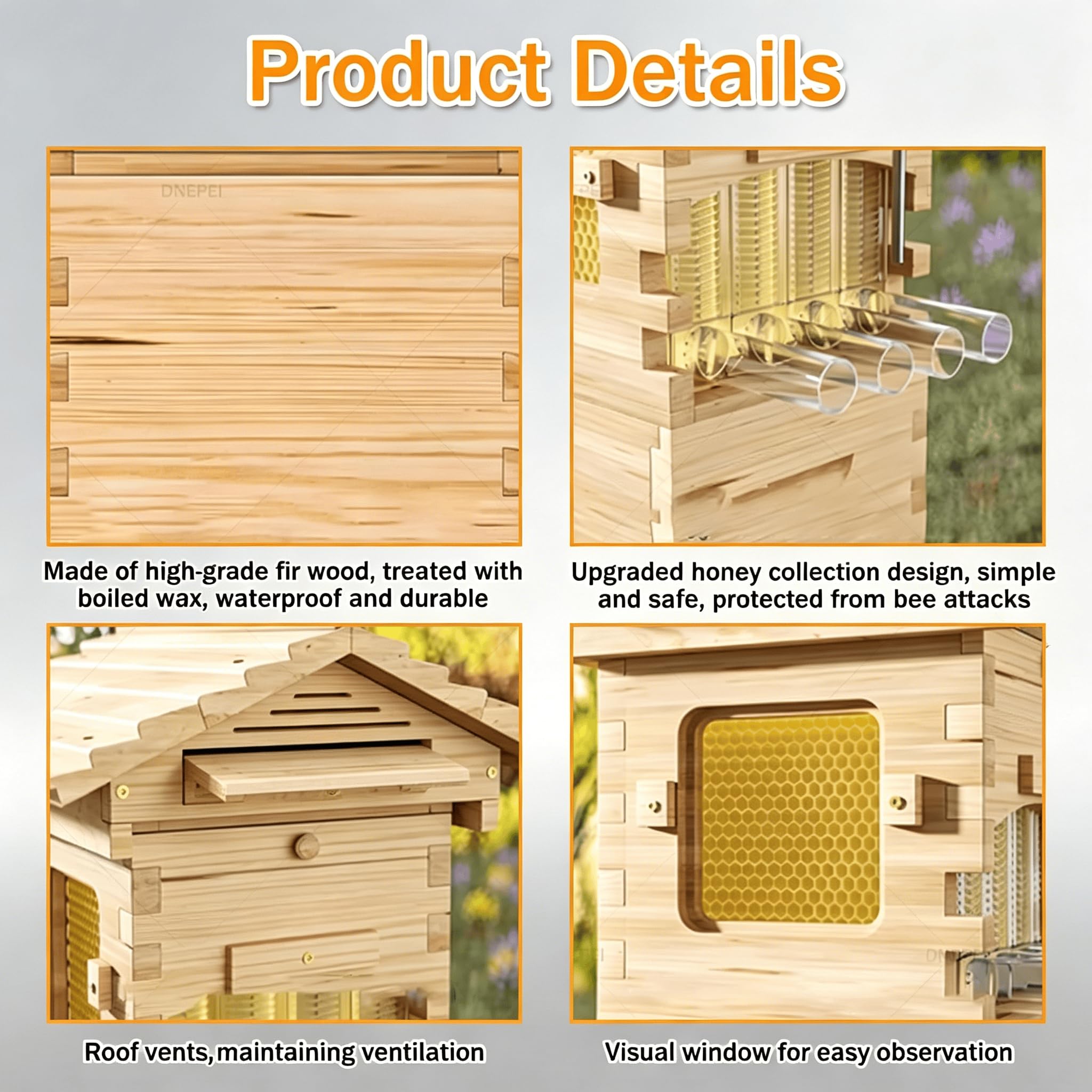 Flow Hive Imker-Starterset, Selbstfließende Bienenbox aus Holz mit Beobachtungsfenster & Honigauslauf,ideal für die Honigernte im eigenen Garten.