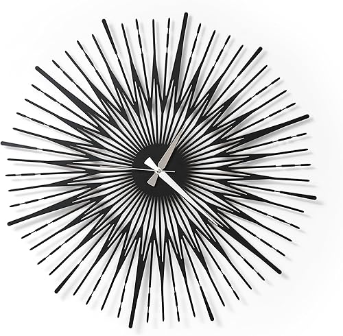 Sun Rays - Reloj de pared decorativo de metal grande, decoración de pared minimalista moderna (dorado, mediano)