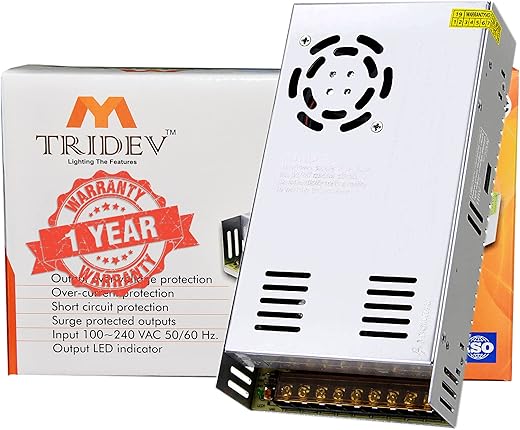 TRIDEV TRADERS DC 24V 15A 360W Switching Power Supply Universal Regulated Transformer (AC 220V/240V to DC 24Volt 15Ampere 360Watts suitable for LED…