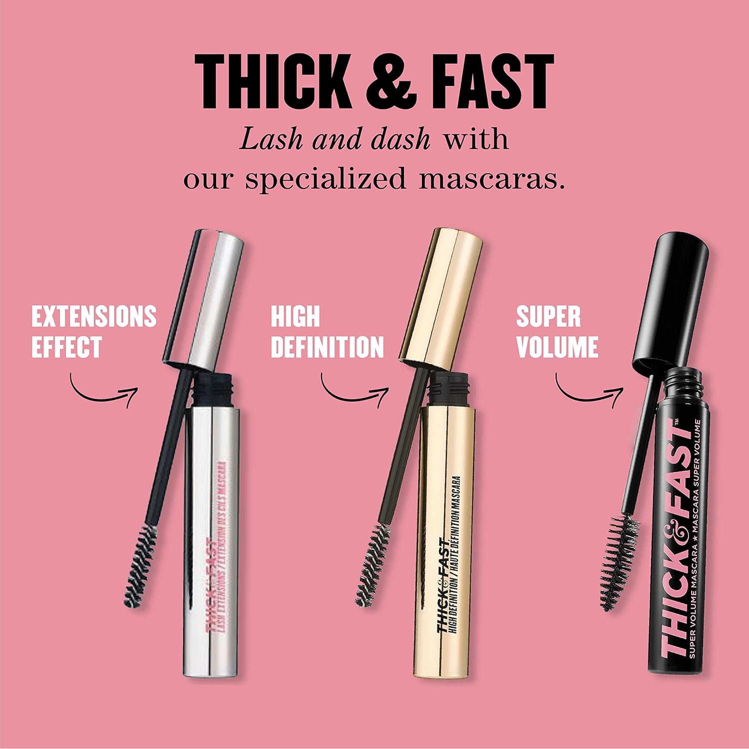 Soap & Glory Thick & Fast Super Volume Mascara - Lengthening, Thickening Voluminous Mascara - NOFLAKE24 Flake and Clump Free Supersize Extra Curl Volume - Black (10ml)
