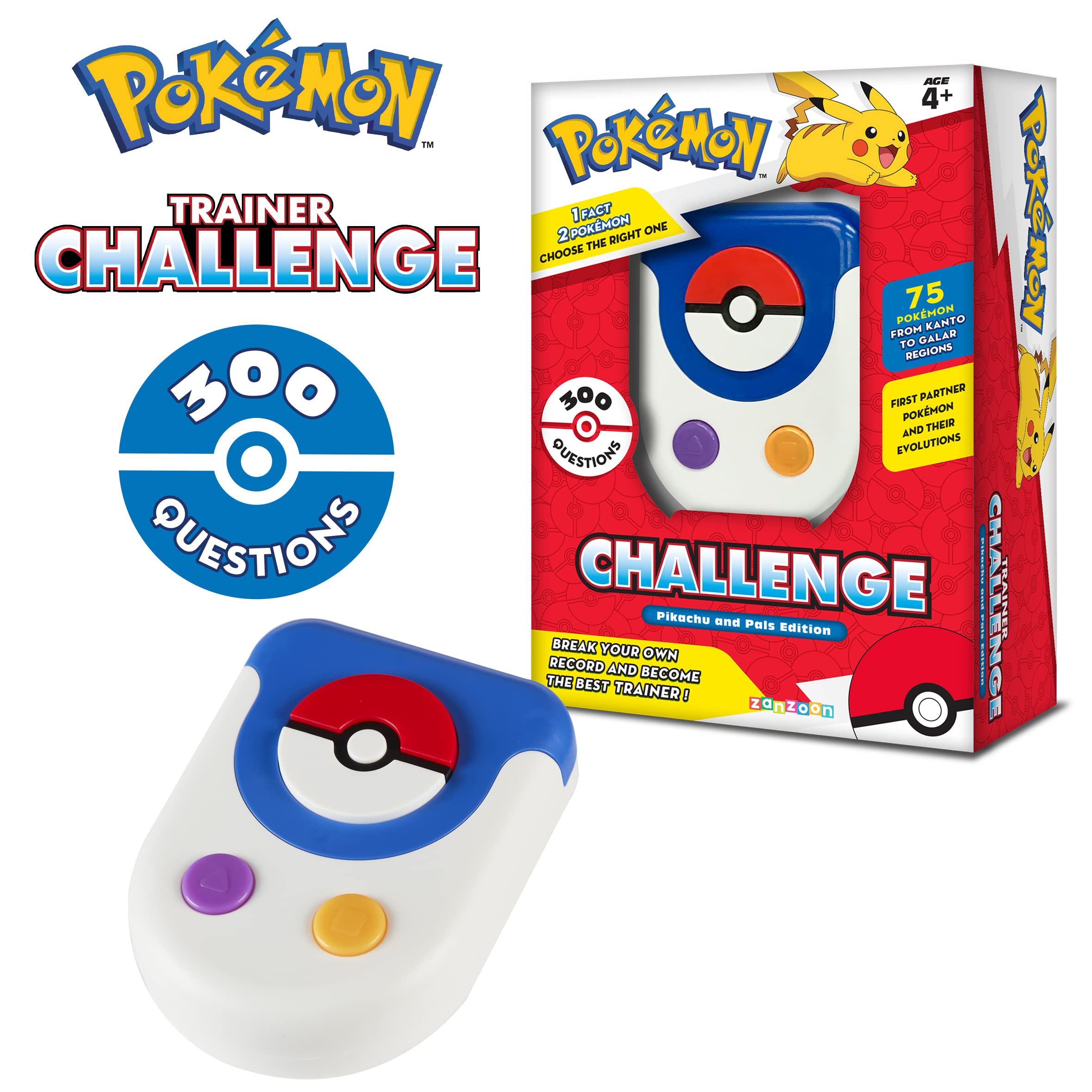 Pokémon 1122125 Trainer Challenge Game. Fatti Divertenti. Oltre 300 Domande, 75 da Kanto a GALAR, Ideale Compleanno 4+ Anni, Multicolore, 8 x 11 x 3,5 cm
