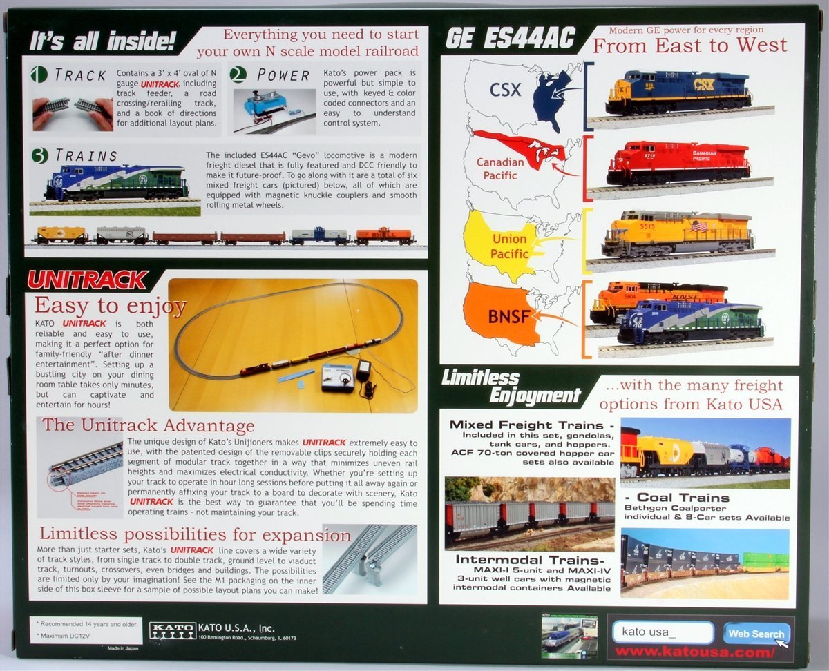 Amazon.com: Kato KAT1060024 N ES44AC Freight Train Set, BNSF