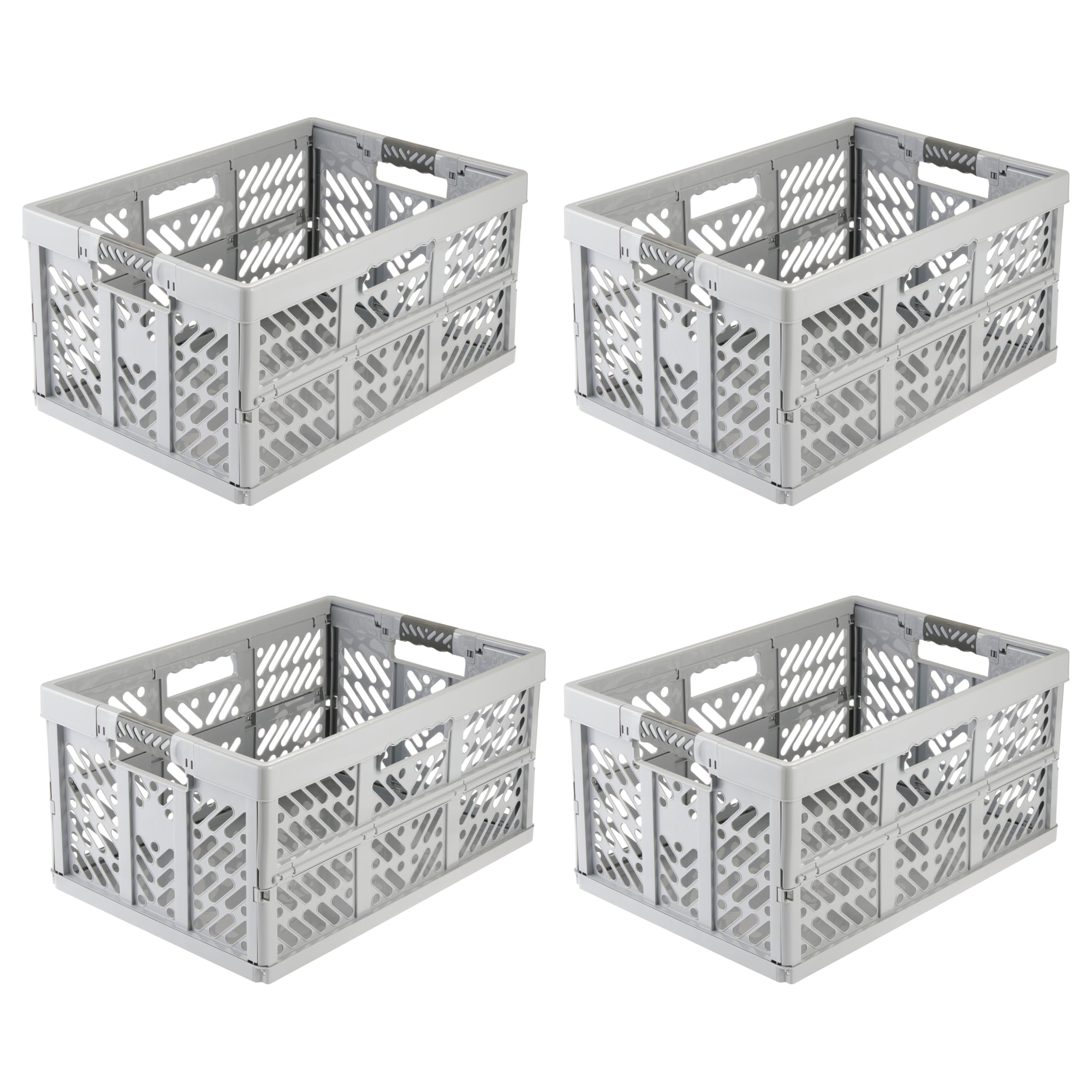 keeeper ben 4x Stabile Profi-Klappbox mit Soft-Touch Griffen, 45 l, Bis 50 kg Tragkraft, Robust und leicht, 54 x 37 x 28 cm, Grau (Nordic Grey)