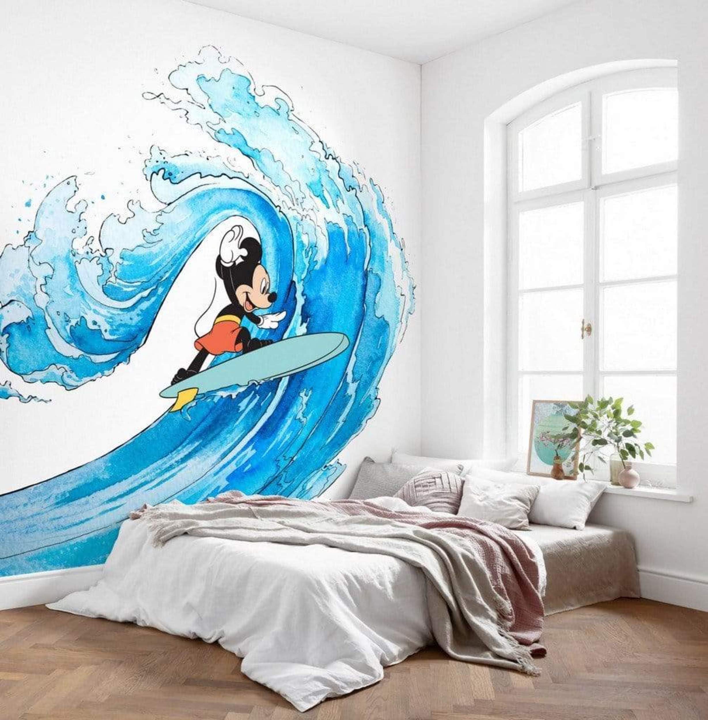 新品 サーフミッキー SURF MICKEY WALL CANVAS ART Mickey Mouse Surfing Wall Decal for Kid Wall Sticker for