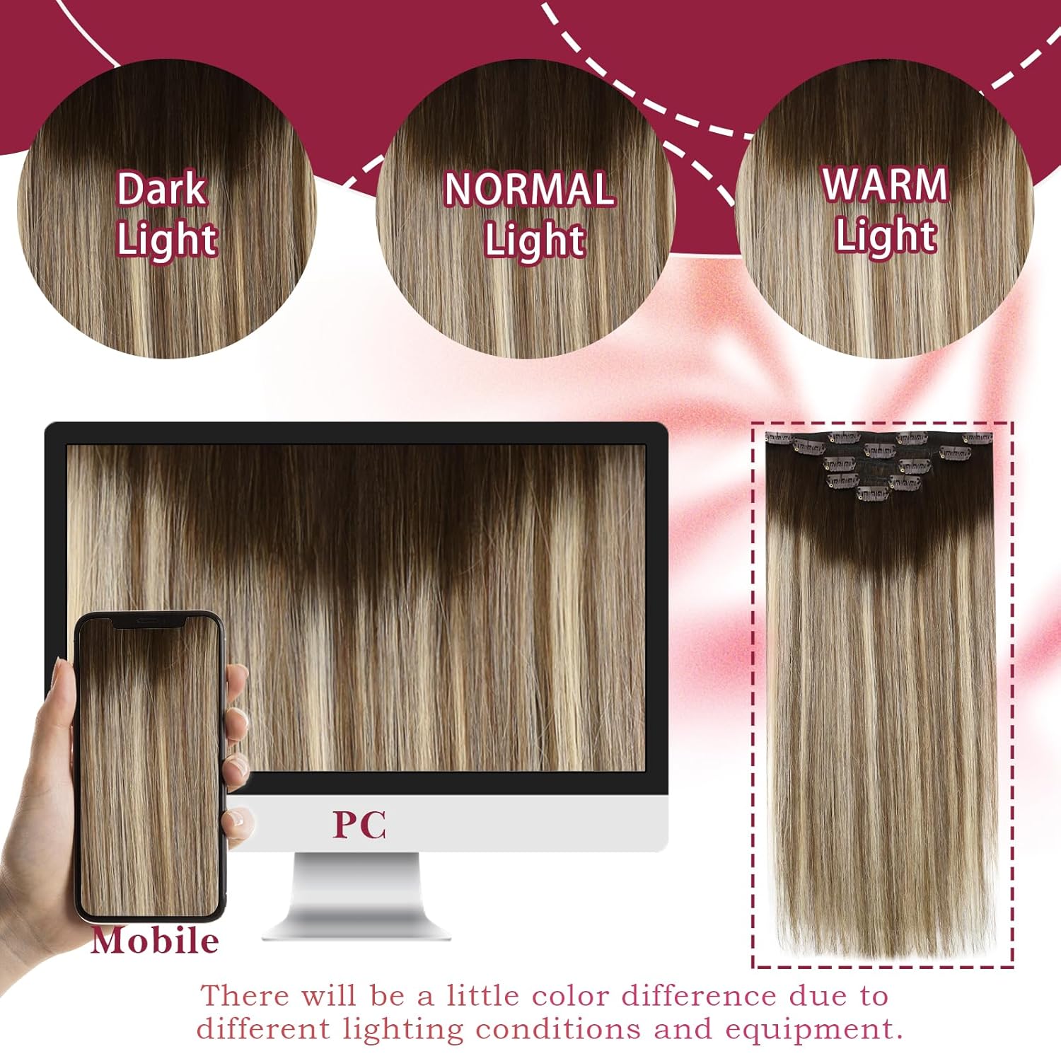 Vivien Balayage Clip in Hair Extensions Human Hair Brown Balayage Natural Hair Extensions Clip ins Brown to Blonde Ombre Skily 10 Inch 5pcs 80g #3/8/24