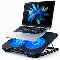 Base Suporte Para Notebook Com Cooler Duplo Silencioso Com 8 Níveis de Ajuste Ergonômico, Saída USB Adicional e Iluminação Led Interna Base Para Notebook de Até 17 Polegadas