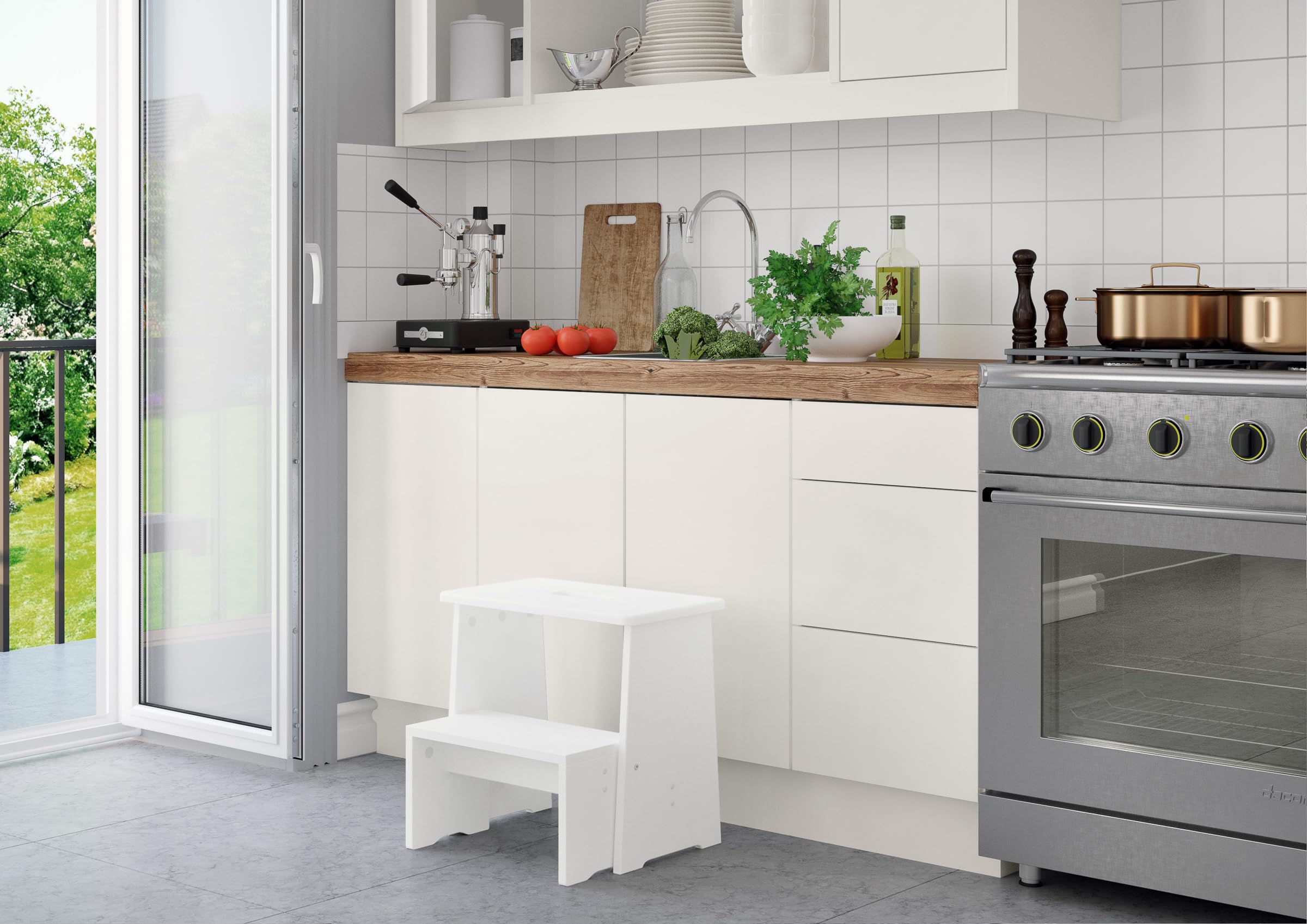 Stufenhocker Klapphocker Tritthocker Klappbar Kiefer Natur oder Weiß