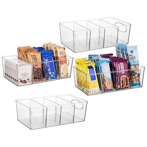 ClearSpace Plastic Pantry Bins with Removable Dividers - Kitchen Storage