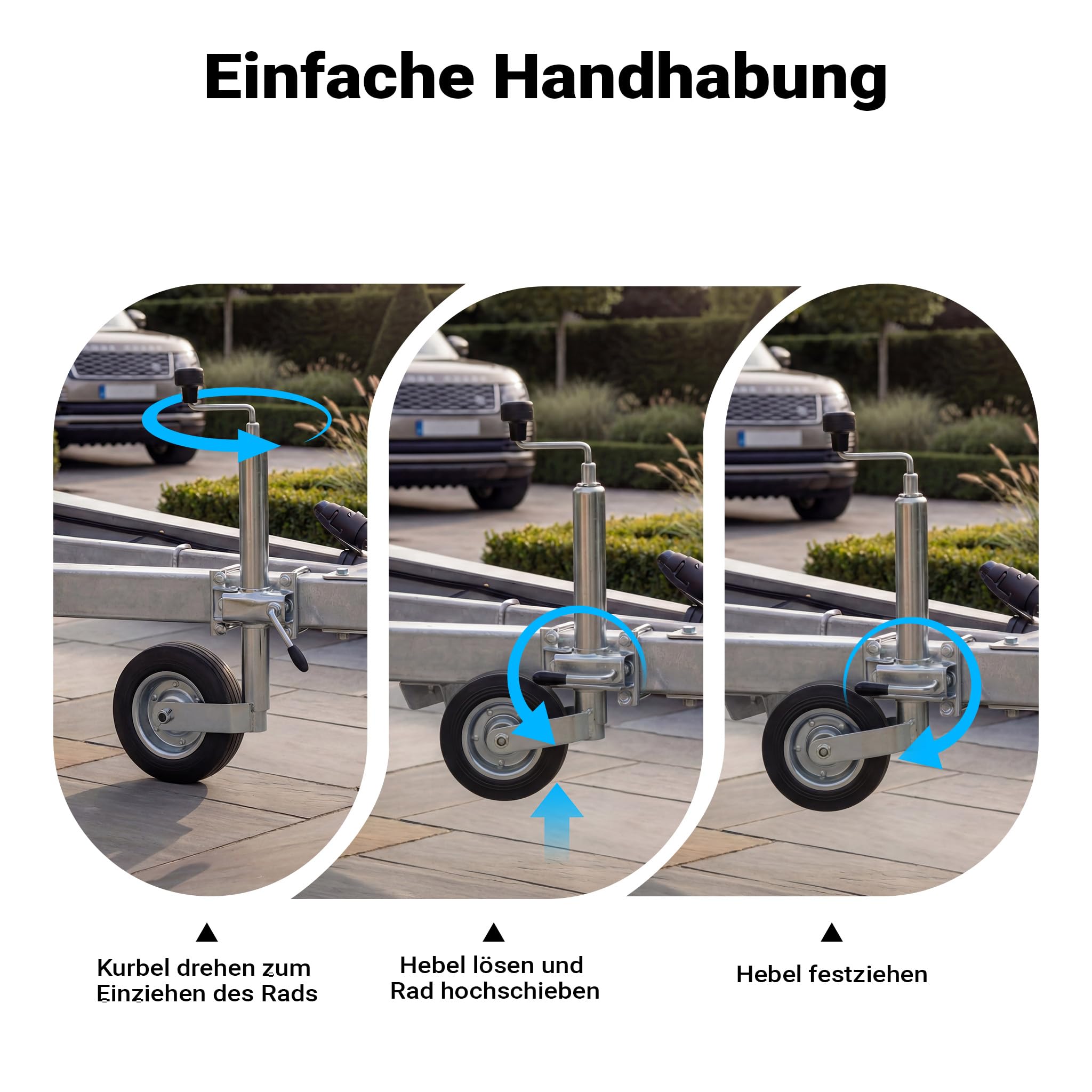 Wiltec Stützrad für Anhänger bis 362 kg ø48 mm, Bugrad mit Klemmhalter