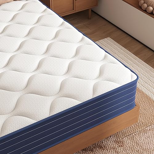 Miniatura 5 de Swbvs Colchón tamaño matrimonial híbrido con resortes interiores de 12 pulgadas con bobinas de bolsillo y espuma, colchón firme en una caja para un