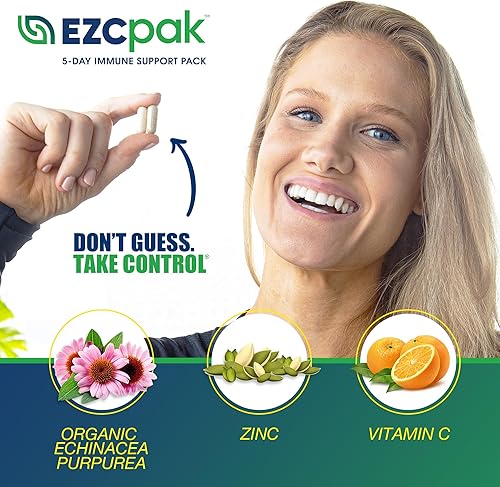 Miniatura 5 de EZC Pak Potenciador de apoyo inmunológico cónico de 5 días, suplemento de apoyo inmunológico de vitamina, equinácea, vitamina C de zinc, refuerzos