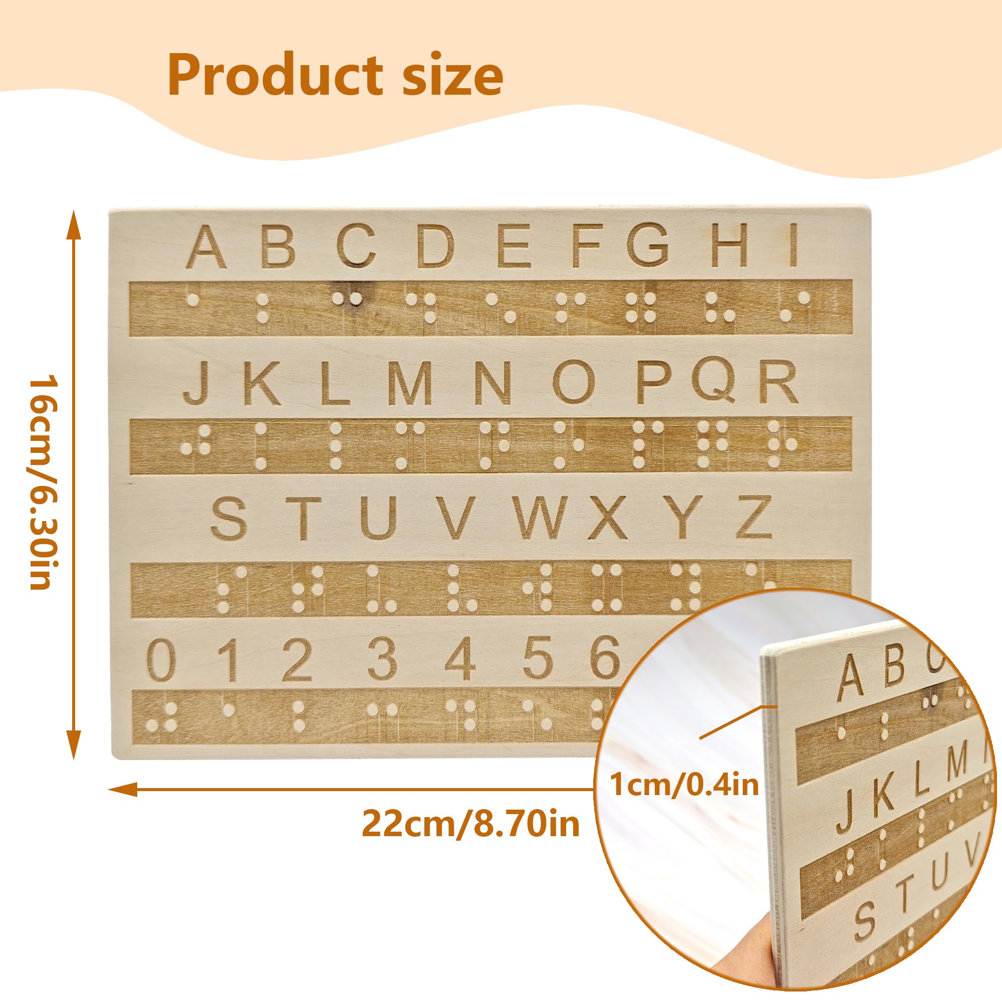 Braille De Madera Tablero Del Alfabeto Braille De Letras De Madera Que Practican Braille Letras Y Números Herramientas De Aprendizaje De Braille para Discapacidad (Madera, 22 x 16 CM)