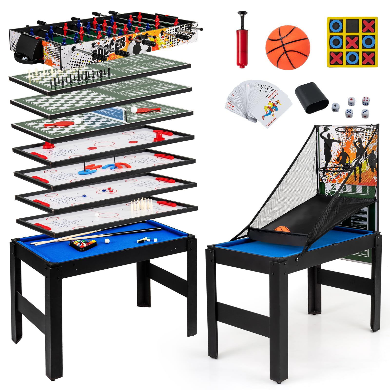 Maxmass Multi Game Table Set, Wooden Sports Tables (14 in 1, 104x57x140cm)