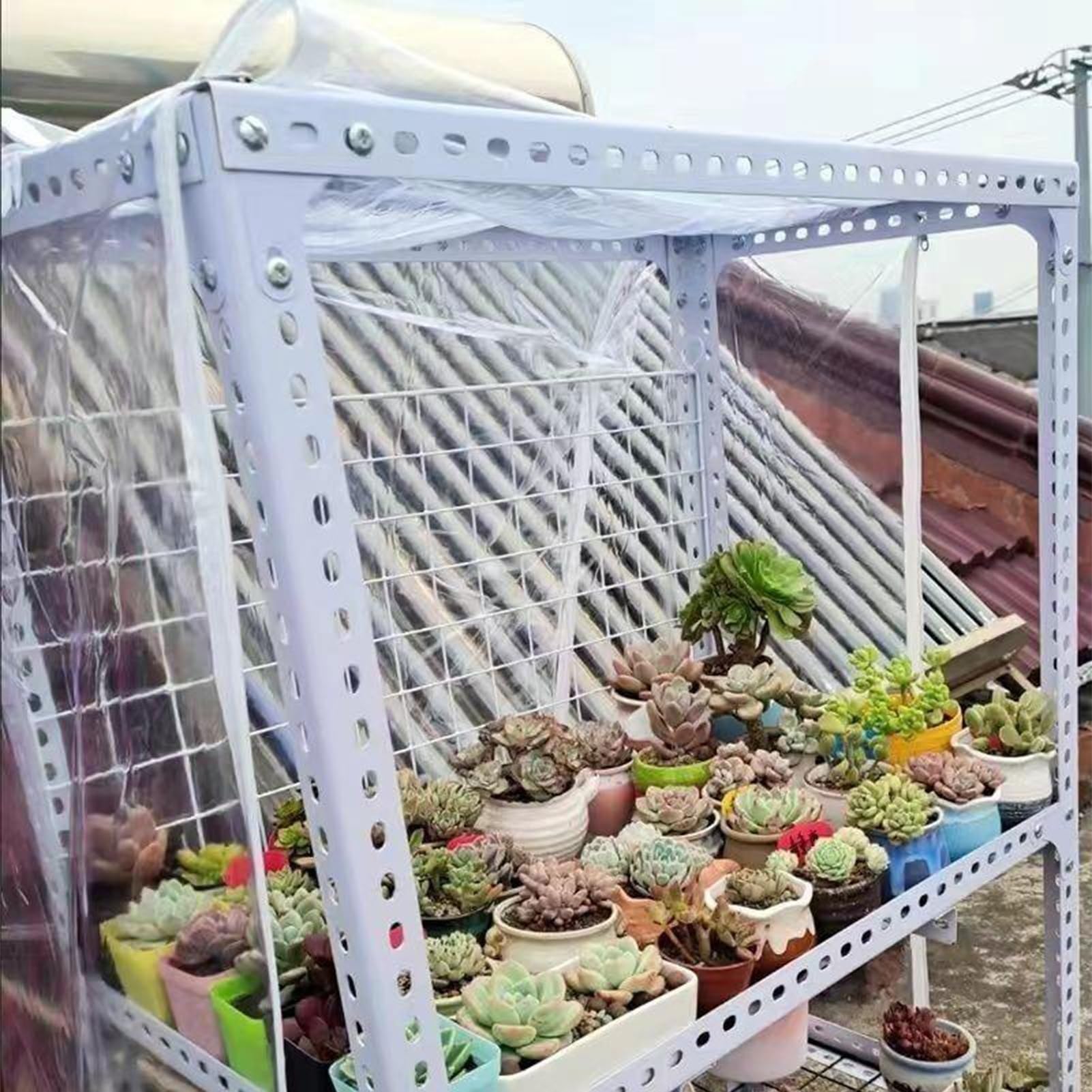 Trwały, przezroczysty pokrowiec na meble ogrodowe z PCW, wodoodporny, ochronny, metalowy pokrowiec na półkę z zamkiem błyskawicznym (90 x 40 x 180 cm) – odporny na warunki atmosferyczne, przezroczysta