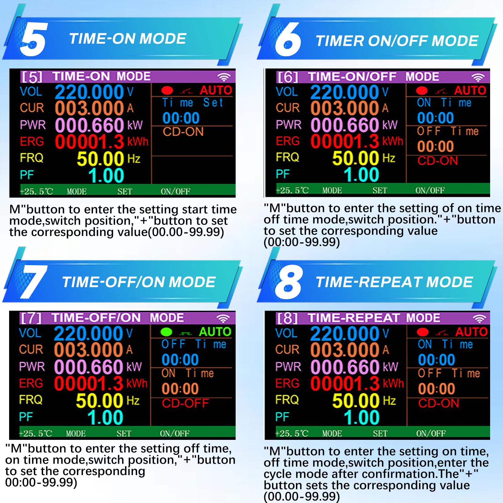 Jadeshay Wattmètre Prise Compteur d'Énergie WiFi Prise Consommation Electrique avec 8 Modes réglables, Écran LCD, Protection de Tension et de Courant 16A 230VAC, Contrôle Tuya APP