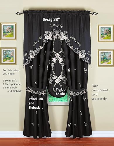 Vista 49 de Today's Curtain Verona - Persiana bordada inversa, 63 pulgadas, color crudo/antiguo