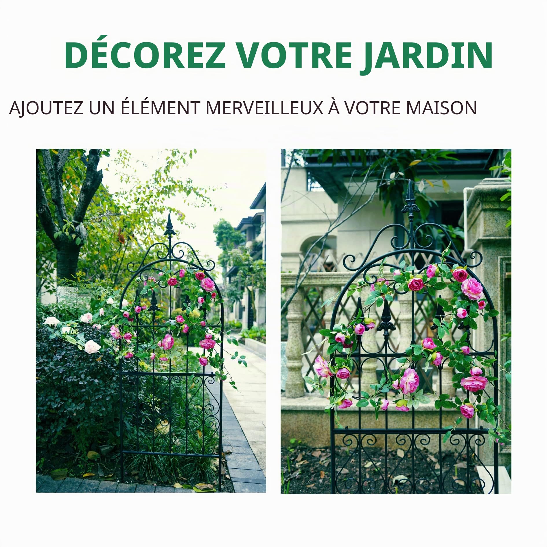 1 Treillis de Jardin 152 cm X 55 cm pour Plantes Grimpantes en Fil de Fer Métallique Support pour Plantes Grimpantes d'Extérieur
