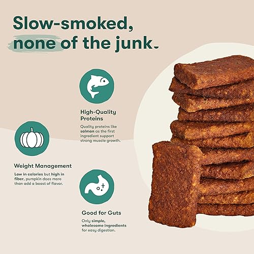 Miniatura 3 de Jinx Tenders - Golosinas naturales suaves para perros, hechas con salmón real ahumado lento, calabaza y sin rellenos, bajas en calorías, para