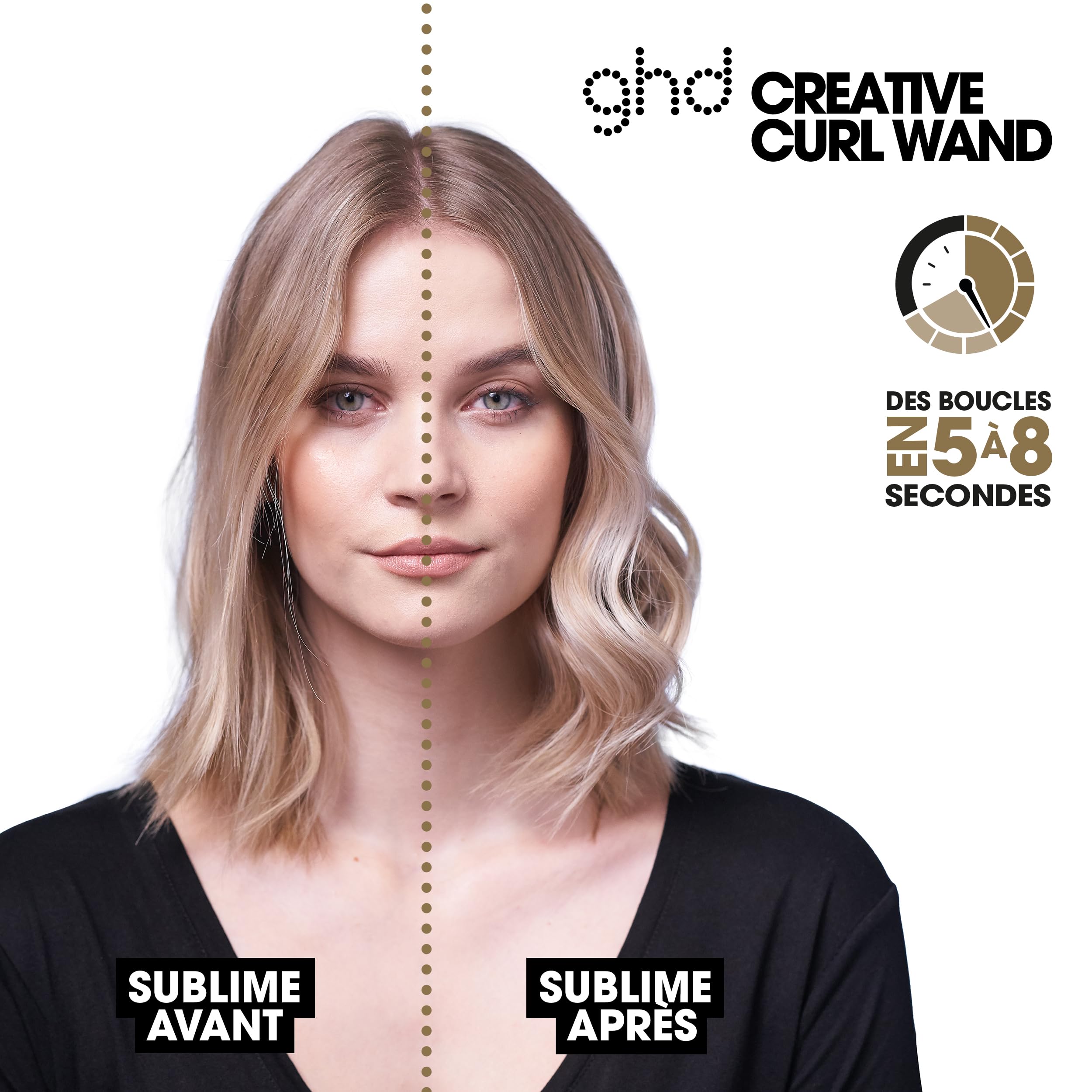 ghd - Boucleur ghd Creative Curl Wand - Boucleur professionnel (Noir) - Créez des boucles en 5 à 8 secs pour une tenue 24H - Wavy naturel facile, rapide - Idéal pour tous types de cheveux