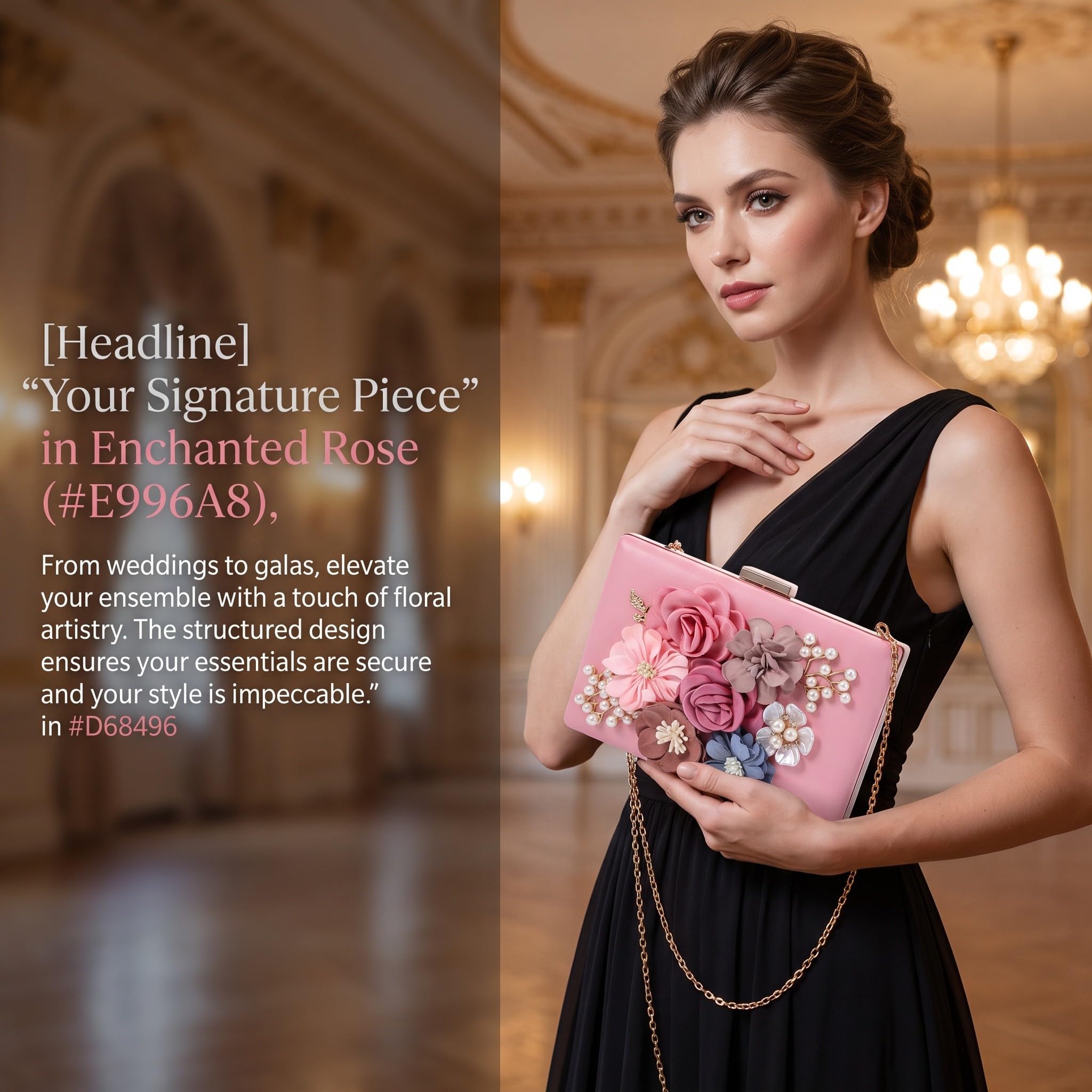 Gatuida Pochette floreale da donna, borsetta rosa da, 8x5x2